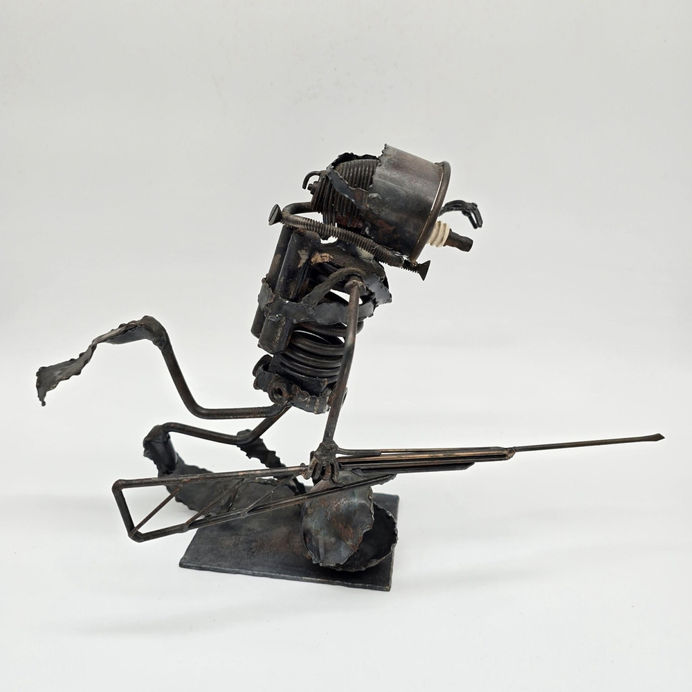 Vintage Welded Metal Diver Sculpture Signed K Moore 1971 - Picture 9 of 16